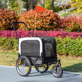 Load image into Gallery viewer, 2 in 1 Dog Bike Trailer, Pet Cargo, Pet House with Safety Leash, Hitch, Quick-Release Wheels, Flag, Reflectors, Cushion, Dog Wagon for Small Dogs, Grey