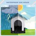 Load image into Gallery viewer, Dog Kennel for Outside, Plastic Dog House, Water-Resistant Pet Shelter with Windows, for Garden Patio, Medium and Large Dogs, 101 x 88 x 99cm - Blue