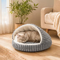 Load image into Gallery viewer, Cat Bed for Indoor Kittens, Cat Cave House with Non-Slip Bottom and Washable Cushion, Soft Pet Bed for Indoor Warmth & Comfort, 50 x 50 x 32 cm, Grey