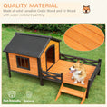 Load image into Gallery viewer, PawHut Outdoor Dog House with Porch, Wooden Dog Kennel with Water-resistant Asphalt Roof, Ladders, Fencing, Window, for Small and Medium Dog, Natural