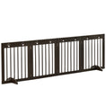 Load image into Gallery viewer, Freestanding Pet Gate 4 Panel Wooden Dog Barrier Folding Safety Fence with Support Feet up to 204cm Long 61cm Tall for Doorway Stairs Brown