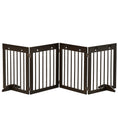 Load image into Gallery viewer, Freestanding Pet Gate 4 Panel Wooden Dog Barrier Folding Safety Fence with Support Feet up to 204cm Long 61cm Tall for Doorway Stairs Brown