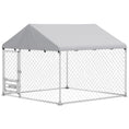 Load image into Gallery viewer, Outdoor Dog Kennel with Roof, Heavy Duty Dog Run Outdoor Fence Cage with Adjustable & Rotating Bowls, Waterproof UV-Resistant Cover, Secure Lock, 6.6' x 6.6' x 5.1'