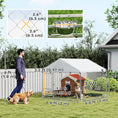 Load image into Gallery viewer, Outdoor Dog Kennel with Roof, Heavy Duty Dog Run Outdoor Fence Cage with Adjustable & Rotating Bowls, Waterproof UV-Resistant Cover, Secure Lock, 6.6' x 6.6' x 5.1'