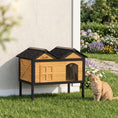 Load image into Gallery viewer, Outdoor Cat House Wooden with Removable Liner, Raised Cat Shelter Outdoor Indoor, Weatherproof Asphalt Roof, Wide Side Cleaning Door, PVC Curtain, 1 Cat up to 10 kg
