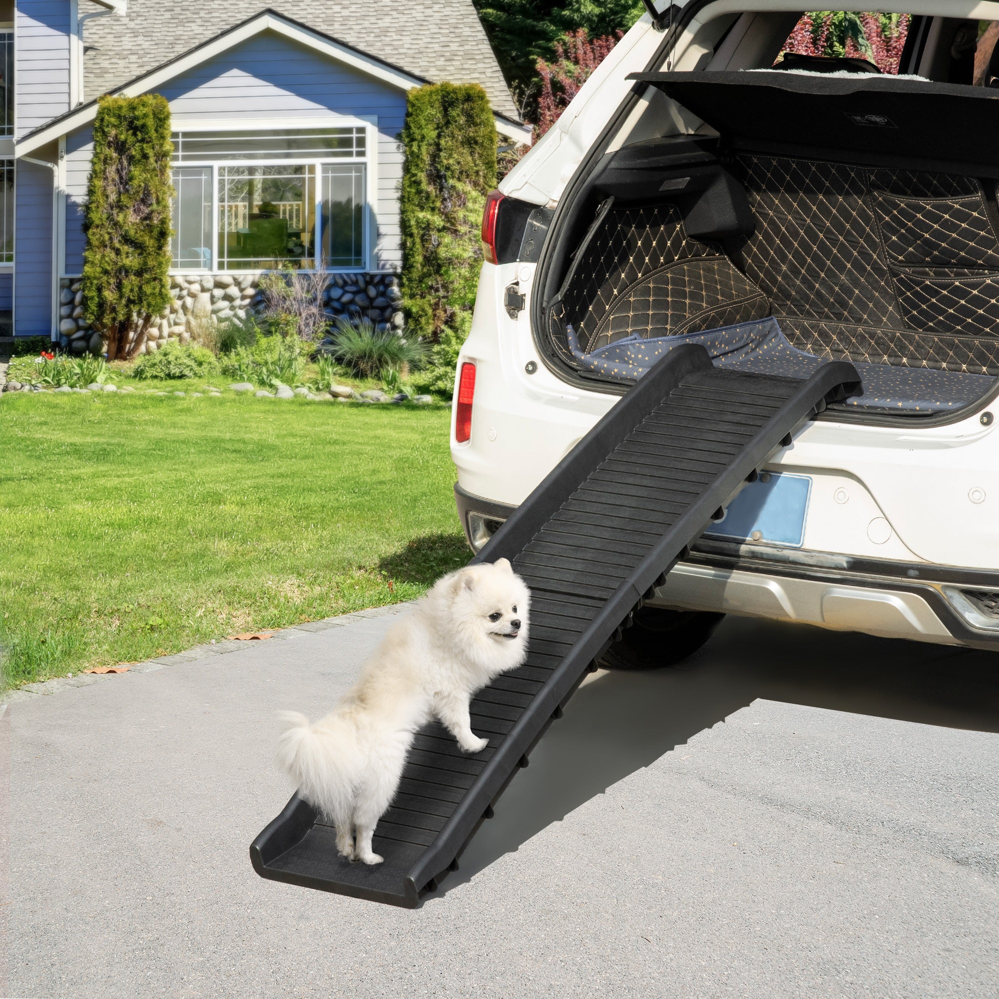 Foldable Pet Ramp Dog Car Ramp for SUVs, Cars - Black