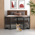 Load image into Gallery viewer, Freestanding Pet Gate 4 Panel Dog Barrier Folding Safety Fence with Support Feet up to 80.25" Long 29.5" Tall for Doorway Stairs Black
