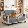 Load image into Gallery viewer, Waterproof Sofa Cover 2 Seater, Soft Couch Cover for Dogs Cats Pets, Non Slip Sofa Slipcoevr with Elastic Straps Furniture Protector for Living Room, Grey