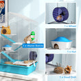 Charger l'image dans la visionneuse de la galerie, Large Hamster Cage, 5-Tier Small Animal House and Habitats for Gerbil Mice with Platforms, Food Bowl, Water Bottle, Hideout, Ramps & Exercise Wheel, Light Blue