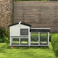 Load image into Gallery viewer, PawHut 62" Rabbit Hutch, Wooden Bunny Hutch, Guinea Pig Cage, Small Animal Enclosure with Run Area, Removable Tray, Asphalt Roof, Lockable Doors and Ramp, White