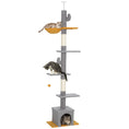 Load image into Gallery viewer, Floor to Ceiling Cat Tree, Cat Tower with 90.5"-108" Adjustable Height, 5 Tier Activity Centre with Scratching Posts, Hammock, Condo, Toy Ball for Indoor Cats, Light Grey