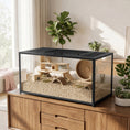 Load image into Gallery viewer, Large Hamster Cage, Chewproof Metal Rat Cage with Deep Base, Openable Top & Excellent Ventilation, Transparent Small Animal Habitat for Syrian Dwarf Hamster, Gerbil, 100 x 50 x 52.5 cm, Black