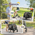 Load image into Gallery viewer, Dog Bike Trailer, 2 in 1 Foldable Pet Stroller Security Harness, Reflectors, Quick Release Wheels, Flag, for Medium Dogs, Grey
