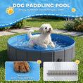 Load image into Gallery viewer, Foldable Dog Pool for Puppies and Ducks, Thickened PVC Dog Paddling Pool Bath Tub Hard Board, Anti-Slip Bottom and Hose Adapter for Easy Drainage, 80 x 20cm, Blue and Dark Grey