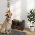 Load image into Gallery viewer, PawHut Large Elevated Dog Bowls with Storage Cabinet Containing Large 37L Capacity, Raised Dog Bowl Stand Pet Food Bowl Dog Feeding Station, Espresso