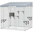 Load image into Gallery viewer, PawHut 79" Large Catio Outdoor Cat Enclosure, Galvanized Steel Outdoor Cat House with 420D Waterproof Canopy for 1-3 Large Cat, Walk-in Cat Cage with Sleeping Box, Jumping Platforms, Silver