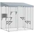 Load image into Gallery viewer, PawHut 79" Large Catio Outdoor Cat Enclosure, Galvanized Steel Outdoor Cat House with 420D Waterproof Canopy for 1-3 Large Cat, Walk-in Cat Cage with Sleeping Box, Jumping Platforms, Silver