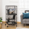 Load image into Gallery viewer, 4-Tier Rolling Small Animal Cage, Deluxe Guinea Pig Cage, Ferret Cage for Mink Chinchilla Kitten Rabbit, Small Pet Play House with Hammock Platform, Ramp, Removable Tray, Silver Grey