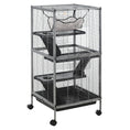 Load image into Gallery viewer, PawHut Metal Small Animal Cage Rolling Big Ferret Cage, Chinchilla Cage, Sugar Glider Cage, with Hammock & 4 Tiers, Removable Tray, Gray