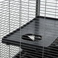 Load image into Gallery viewer, PawHut Metal Small Animal Cage Rolling Big Ferret Cage, Chinchilla Cage, Sugar Glider Cage, with Hammock & 4 Tiers, Removable Tray, Gray
