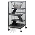 Load image into Gallery viewer, PawHut Metal Small Animal Cage Rolling Big Ferret Cage, Chinchilla Cage, Sugar Glider Cage, with Hammock & 4 Tiers, Removable Tray, Gray