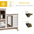 Load image into Gallery viewer, Rabbit Hutch Indoor Bunny Cage Guinea Pig House on Wheels with Run, Pull Out Trays, Brown and White