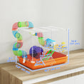 Charger l'image dans la visionneuse de la galerie, 18"L Hamster Cage, Small Animal House, 2-Level Rat Gerbil Haven with Tunnel Tube System, Exercise Wheel, Water Bottle, Food Dish, Ramp, Orange