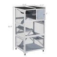 Load image into Gallery viewer, PawHut Catio, Outdoor Cat Enclosure House, Wooden Feral Cat Shelter on Wheels, Cat Cage with Hammock, Platforms Ramps, and Weather Protection Asphalt Roof, 34", Gray