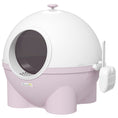 Load image into Gallery viewer, PawHut Hooded Cat Litter Box, Large Kitty Litter Pan with Lid, Scoop, Leaking Sand Pedal, Top Handle, Light Pink