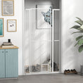 Load image into Gallery viewer, PawHut 67" Extra Tall Pet Gate for Cats, 30"-41" Cat Gate with Small Cat Door, 1.4" Narrow Gap, 2.8" and 5.5" Extension, Pressure Mounted No Drilling Dog Gate for Doorway, Hallway, Stairway, White