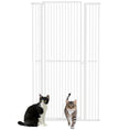 Load image into Gallery viewer, PawHut 67" Extra Tall Pet Gate for Cats, 30"-41" Cat Gate with Small Cat Door, 1.4" Narrow Gap, 2.8" and 5.5" Extension, Pressure Mounted No Drilling Dog Gate for Doorway, Hallway, Stairway, White