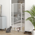 Load image into Gallery viewer, PawHut 67" Extra Tall Pet Gate for Cats, 30"-41" Cat Gate with Small Cat Door, 1.4" Narrow Gap, 2.8" and 5.5" Extension, Pressure Mounted No Drilling Dog Gate for Doorway, Hallway, Stairway, White
