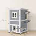 Load image into Gallery viewer, Wooden Cat House 2-Floor Outdoor Kitten Shelter with 3 Doors and Window Grey