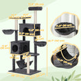 Load image into Gallery viewer, Cat Tree, 66 Inch Large Cat Tower with 2 Door Condos, 3 Big Hammocks, Plush Top Perch, Sisal Scratching Posts, Multi-level Kitty Tree for Indoor Kittens, Dark Grey