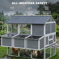 Load image into Gallery viewer, 77" Large Chicken Coop for 6-8 Chickens, Outdoor Wooden Hen House Poultry Cage with Run, 3 Nesting Boxes, Waterproof Roof, Removable Tray, Ramp for Farm Backyard, Gray