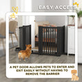 Load image into Gallery viewer, 30"H Foldable Dog Gate with Door, 4 Panels Freestanding Pet Gate Barriers Indoor with Support Feet, Puppy Fence for Dogs, Light Grey
