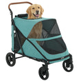 Load image into Gallery viewer, Dog Stroller for Large Dogs, One-Click Folding 4 Wheel Large Pet Stroller Wagon for Multiple Pets, All Terrain Spring Suspension w/ 8-Position Adjustable Handle, Mesh Window, Up to 88 LBS, Blue
