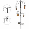 Load image into Gallery viewer, Bird Feeding Station Kit, Wild Bird Feeder Pole with 6 Hooks, 4 Hanging Feeders for Peanuts, Seed, Fat Balls, for Garden, Outdoor, Black