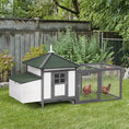 Load image into Gallery viewer, Chicken Coop with Chicken Run, Outdoor Hen House Poultry Cage with Nesting Box, Openable Top, 196 x 76 x 97cm, Grey