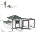 Load image into Gallery viewer, Chicken Coop with Chicken Run, Outdoor Hen House Poultry Cage with Nesting Box, Openable Top, 196 x 76 x 97cm, Grey
