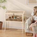 Load image into Gallery viewer, Wooden Hamster Cage, Gerbil Cage with Openable Top, Seesaws, Platforms, Water Bottle, Hamster Habitat with Transparent Viewing for Syrian, Dwarf, Rats, 43.3" x 20.5" x 39.8"