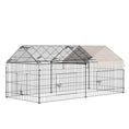 Load image into Gallery viewer, Rabbit Run Playpen, Guinea Pig Cage with Pitched Roof, Sun Protection Cover, 220 x 103 x 103 cm, Metal Enclosure for Small Animals, Chickens, Ferrets, Beige