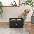 Load image into Gallery viewer, PawHut Dog Feeding Station with Storage Drawer, Dog Food Storage Cabinet with 2 Removable Elevated Dog Bowls for Large Sized Dogs, Black