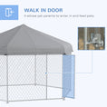Load image into Gallery viewer, PawHut 13.4' x 11.5' x 8.8' Dog Kennel Outdoor Dog Run with Waterproof, UV Resistant Roof, Lockable Door, for Medium and Large-Sized Dogs, Silver