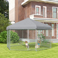 Load image into Gallery viewer, PawHut 13.4' x 11.5' x 8.8' Dog Kennel Outdoor Dog Run with Waterproof, UV Resistant Roof, Lockable Door, for Medium and Large-Sized Dogs, Silver