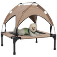 Load image into Gallery viewer, Elevated Dog Bed with Canopy, Cooling Dog Cot Bed for Camping, Portable Raised Pet Cot with Washable Breathable Mesh, for Indoor Outdoor, S & M Dogs, 30" x 24" x 27", Coffee