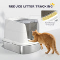 Load image into Gallery viewer, Stainless Steel Cat Litter Box with Lid, Large Hooded Cat Litter Tray with Flip Cover, Metal Scoop, Deodoriser Bag, Non-Sticky, Odour Control and Easy Clean, White