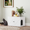 Load image into Gallery viewer, Cat Litter Box Enclosure, Hidden Washroom Furniture with Doors, Cat Hole, Handles, Indoor Pet House Side End Table Fit Most of Cat and Litter Box, 31.5" x 21" x 20", White