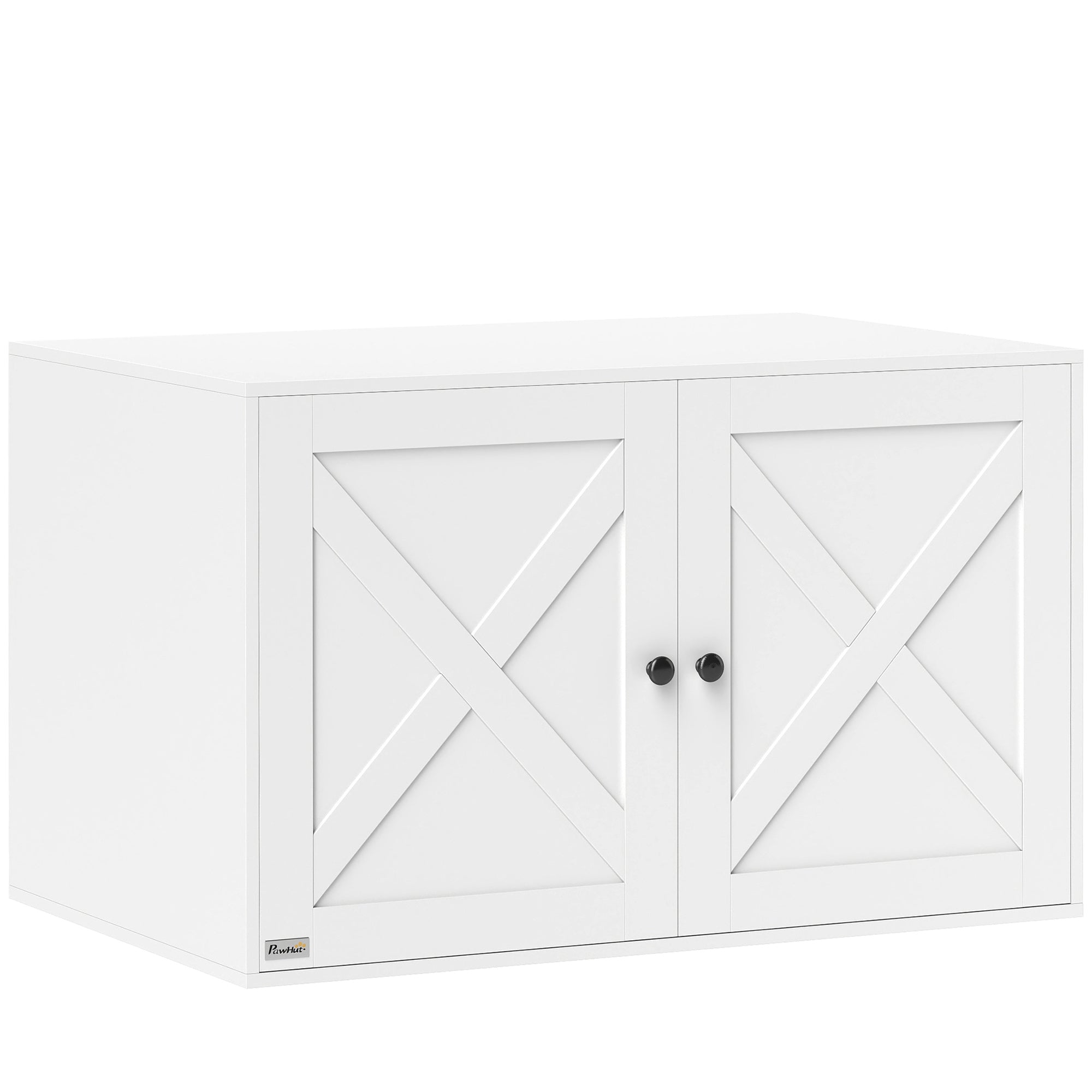 Cat Litter Box Enclosure, Hidden Washroom Furniture with Doors, Cat Hole, Handles, Indoor Pet House Side End Table Fit Most of Cat and Litter Box, 31.5" x 21" x 20", White