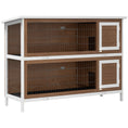 Load image into Gallery viewer, PawHut 54" 2-Story Large Rabbit Hutch Bunny Cage Wooden Pet House Small Animal Habitat with Lockable Doors, No Leak Tray and Waterproof Roof for Outdoor/Indoor Brown